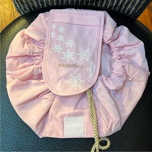 New Pink MAQuillAGE shower cap/Makeup Bag with Snowflake Design